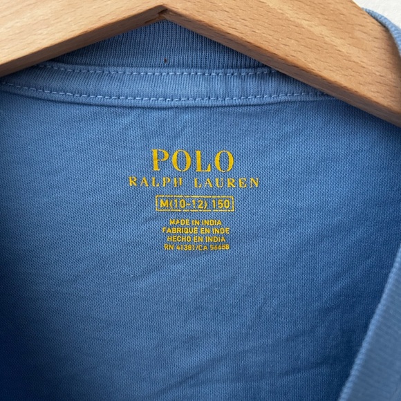 Polo by Ralph Lauren Boys 10-12 Light Blue Cotton Long Sleeve Tee - Picture 2 of 3